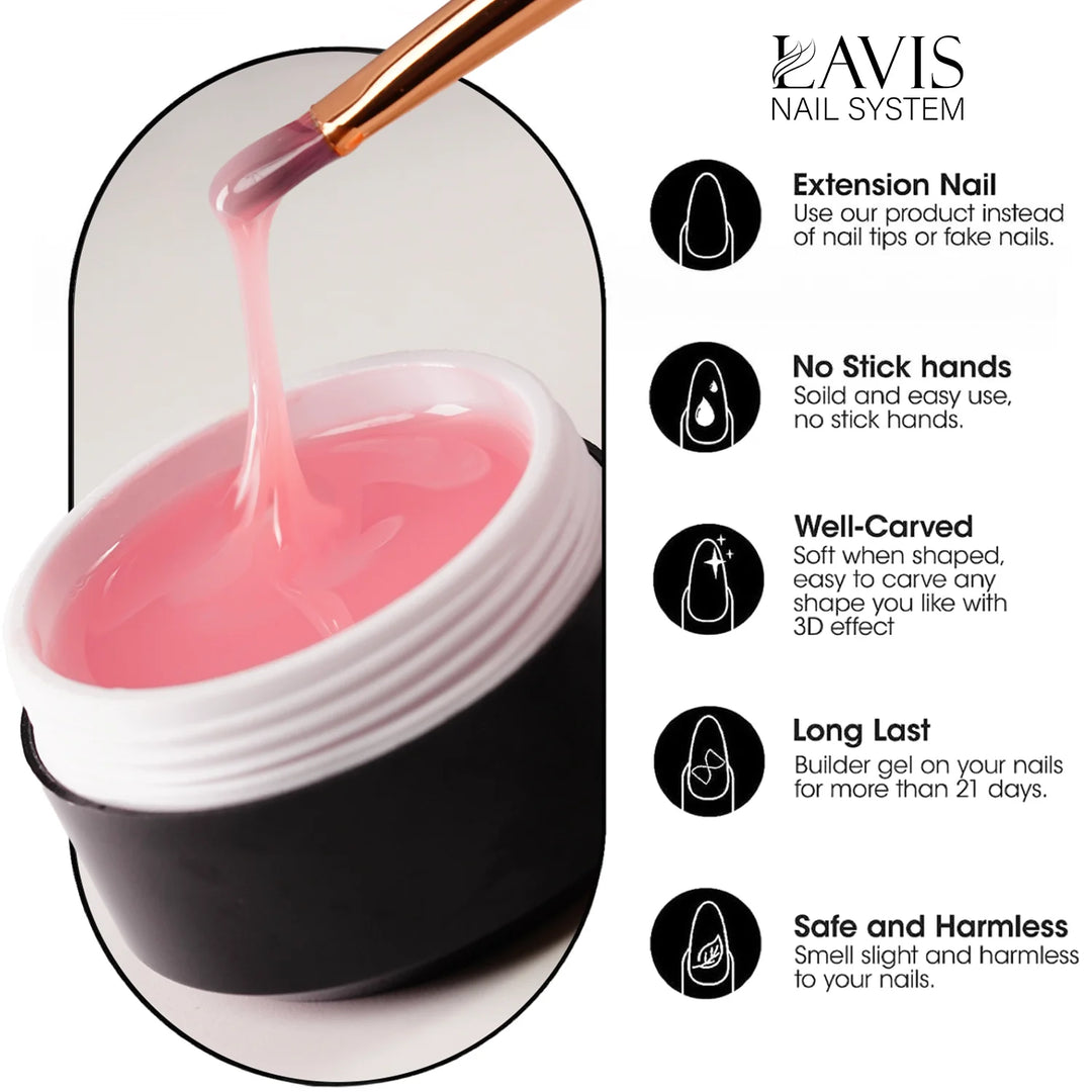 LAVIS J11 - Builder Gel In The Jar 15g - Nude Non Sticky