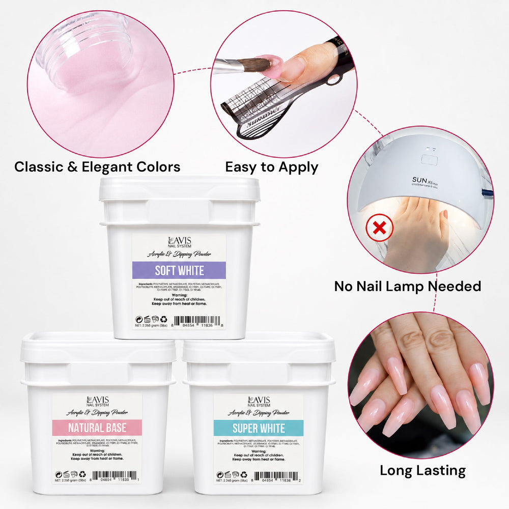 Lavis Acrylic & Dipping Powder - Super White - 80oz (5lbs)