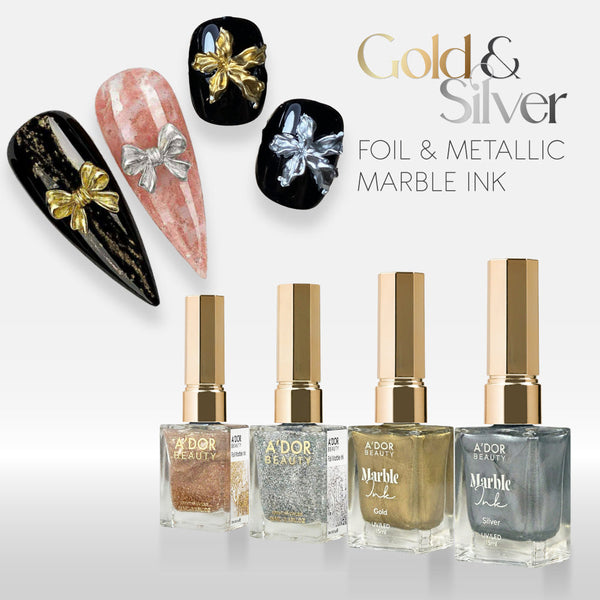A'DOR Marble Ink - Metallic 10ml Set 5 Colors or Foil & Metallic 15ml Set 4 Colors
