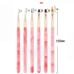 6Pcs/Set Pink Acrylic Handle Nail Liner Brush