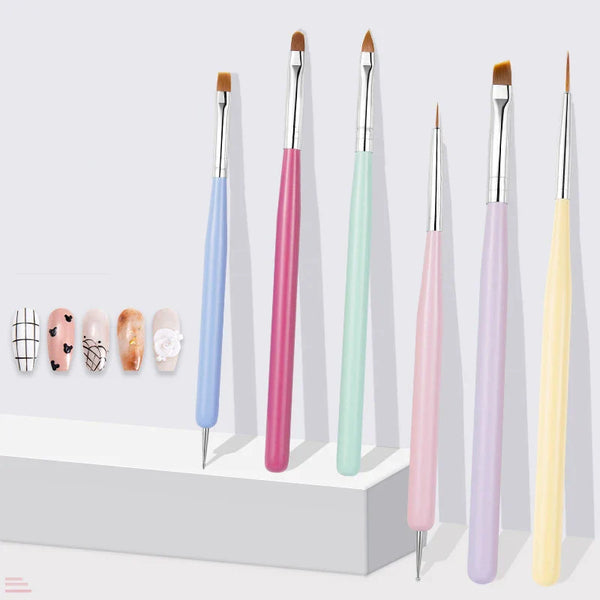 6pcs Nail Art Brushes Set Gel Polish