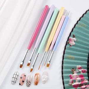 6pcs Nail Art Brushes Set Gel Polish