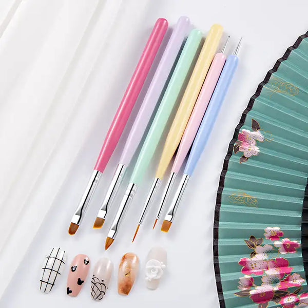 6pcs Nail Art Brushes Set Gel Polish