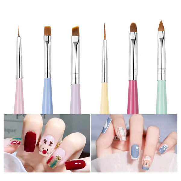 6pcs Nail Art Brushes Set Gel Polish