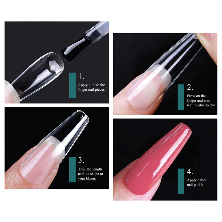 LAVIS Square Long - 15 Sizes Clear - Hilgh Apex Soft Gel Tips