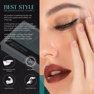 LAVIS Square Long - 10 Sizes Clear - Soft Gel Tips