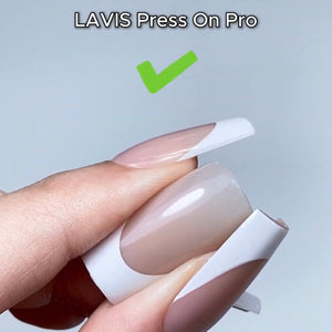 LAVIS Press On Pro - Almond Medium French White