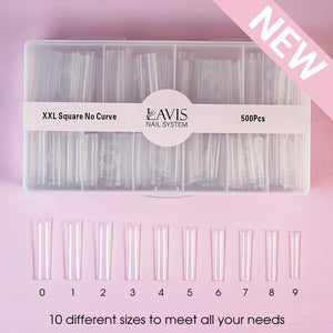  LAVIS - XXL SQUARE NO CURVE - Clear - 500 Pcs by LAVIS NAILS TOOL sold by DTK Nail Supply