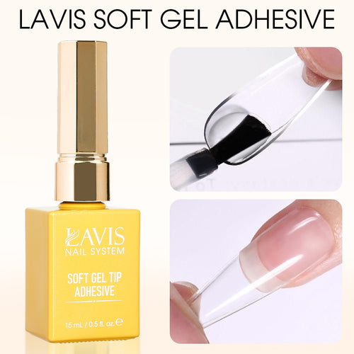 LAVIS Soft Gel Tip Adhesive 0.5 oz - Set 11 (Buy 10 Get 1 FREE), Single or Set 4 Base Top Bond Adhesive