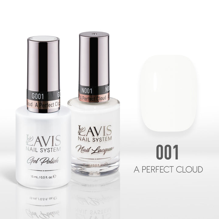 Lavis Gel Nail Polish Duo - 001 White Colors - A Perfect Cloud