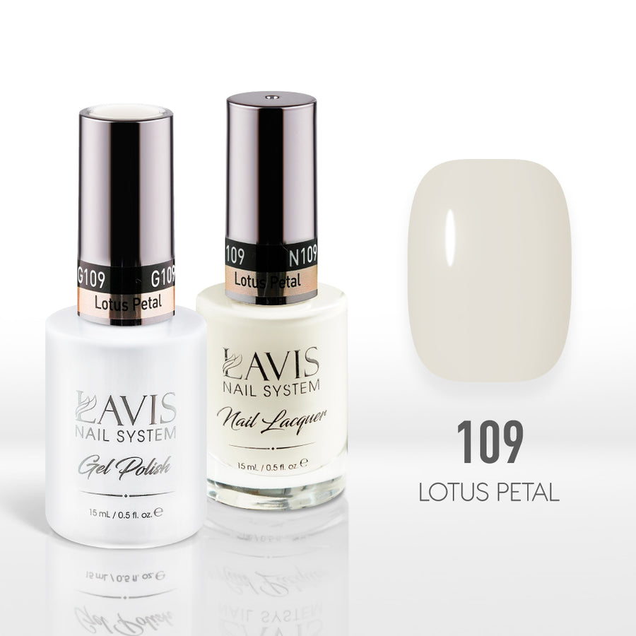Lavis Gel Nail Polish Duo - 109 White Colors - Lotus Petal