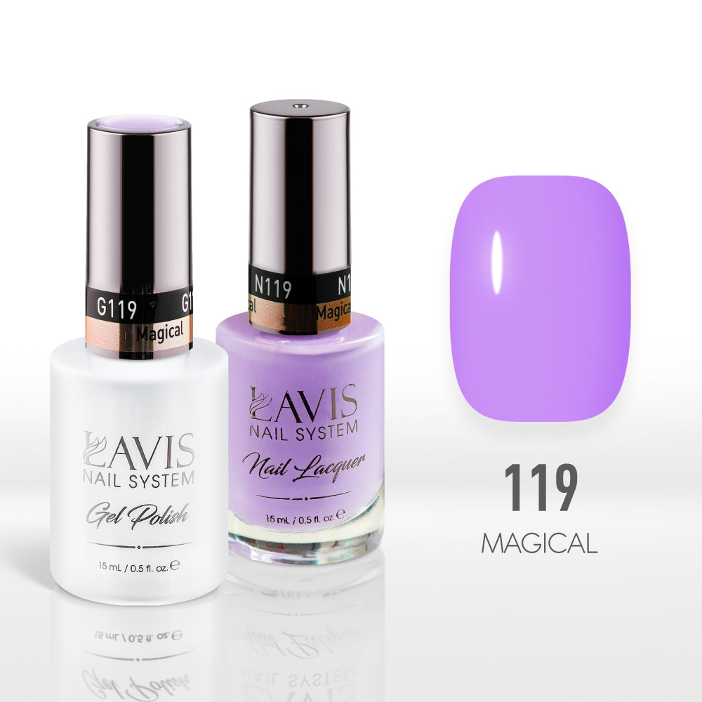 Lavis Gel Nail Polish Duo - 119 Violet Colors - Magical