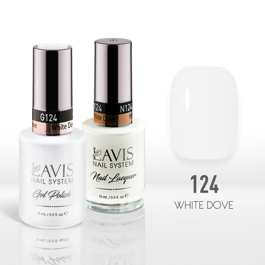Lavis Gel Nail Polish Duo - 124 White Colors - White Dove