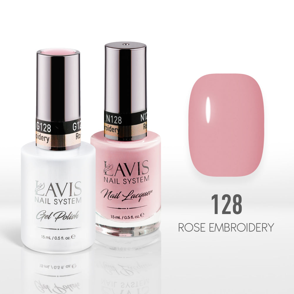 Lavis Gel Nail Polish Duo - 128 Vintage Rose Colors - Rose Embroidery