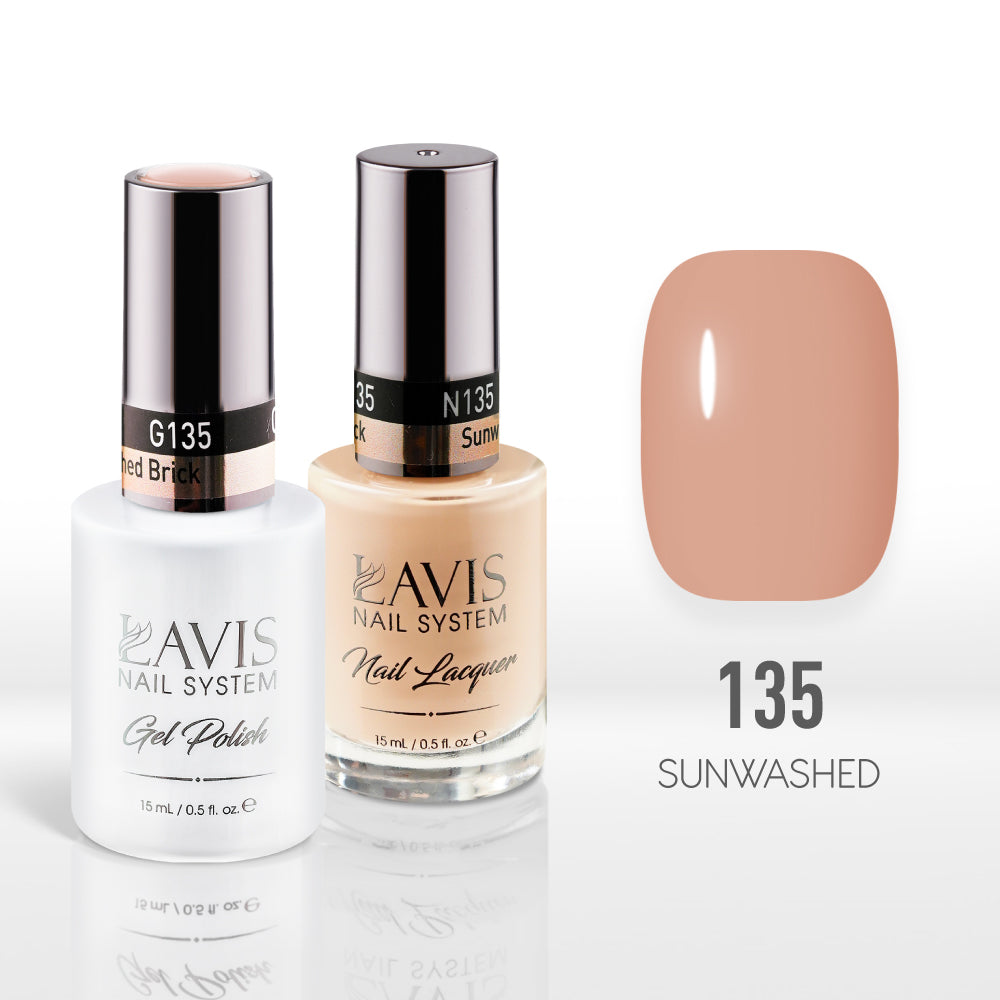 Lavis Gel Nail Polish Duo - 135 Nude Colors - Sunwashed Brick