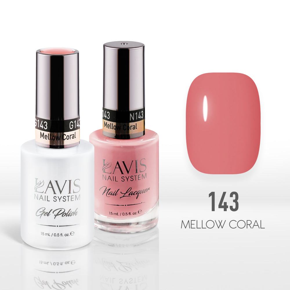 Lavis Gel Nail Polish Duo - 143 Coral Colors - Mellow Coral