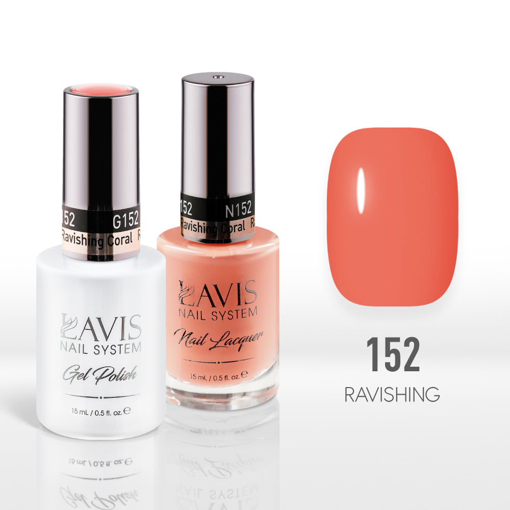 Lavis Gel Nail Polish Duo - 152 Coral Colors - Ravishing Coral