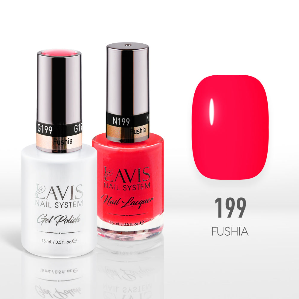 Lavis Gel Nail Polish Duo - 199 Pink Colors - Fushia