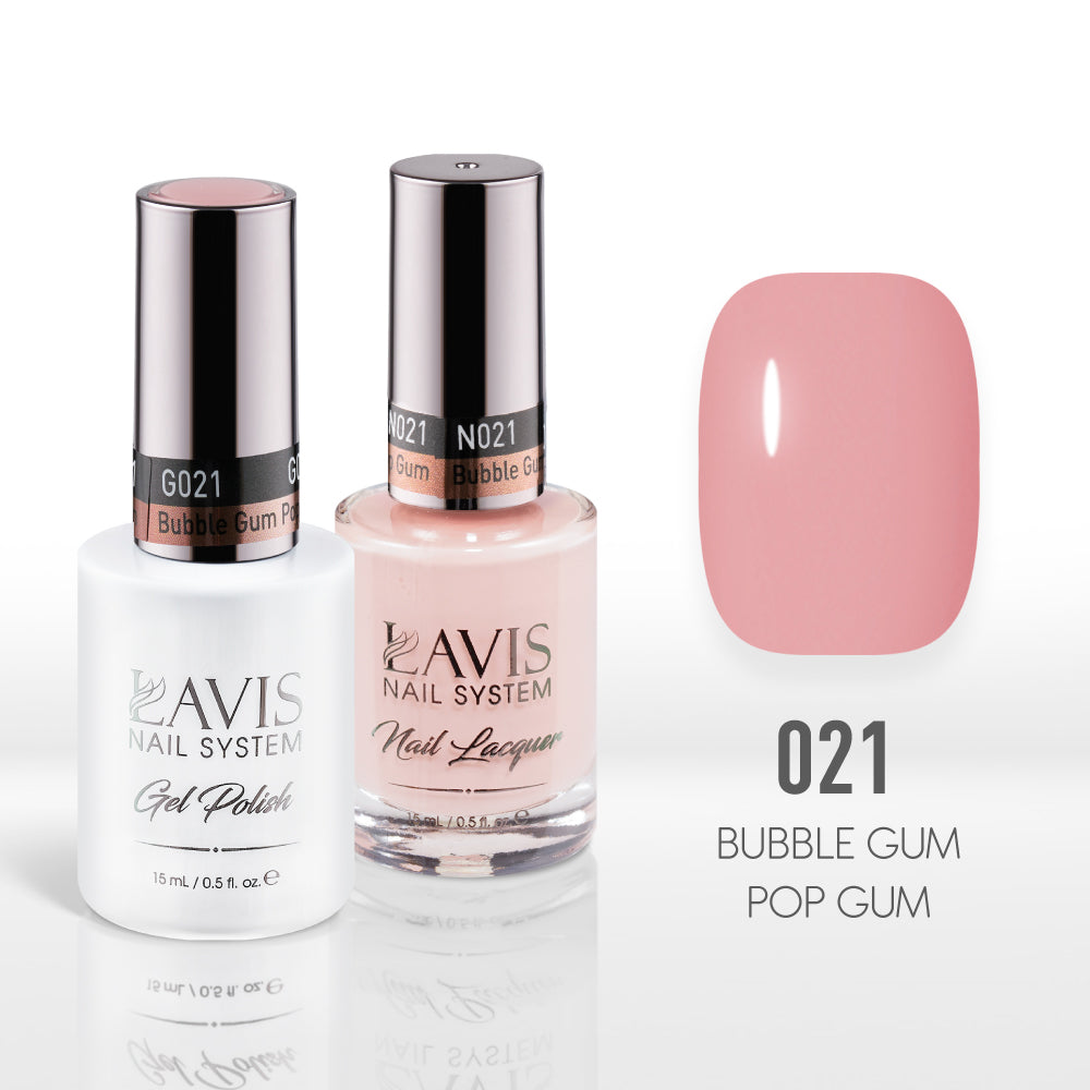 Lavis Gel Nail Polish Duo - 021 Beige, Coral Colors - Bubble Gum Pop Gum