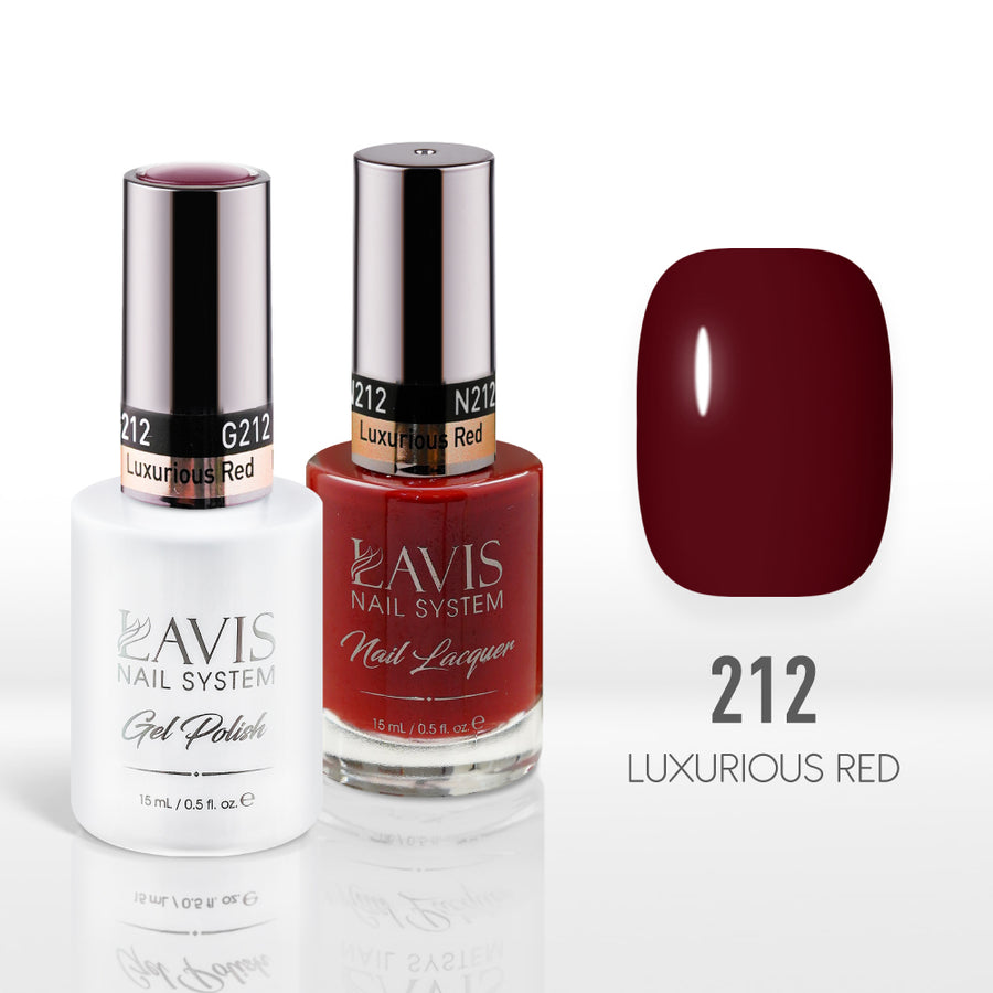 Lavis Gel Nail Polish Duo - 212 Crimson Colors - Luxurious Red
