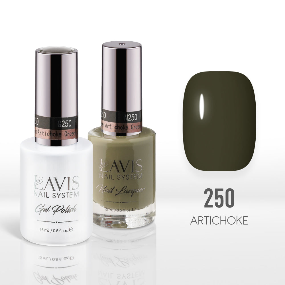 Lavis Gel Nail Polish Duo - 250 Moss Colors - Artichoke Green