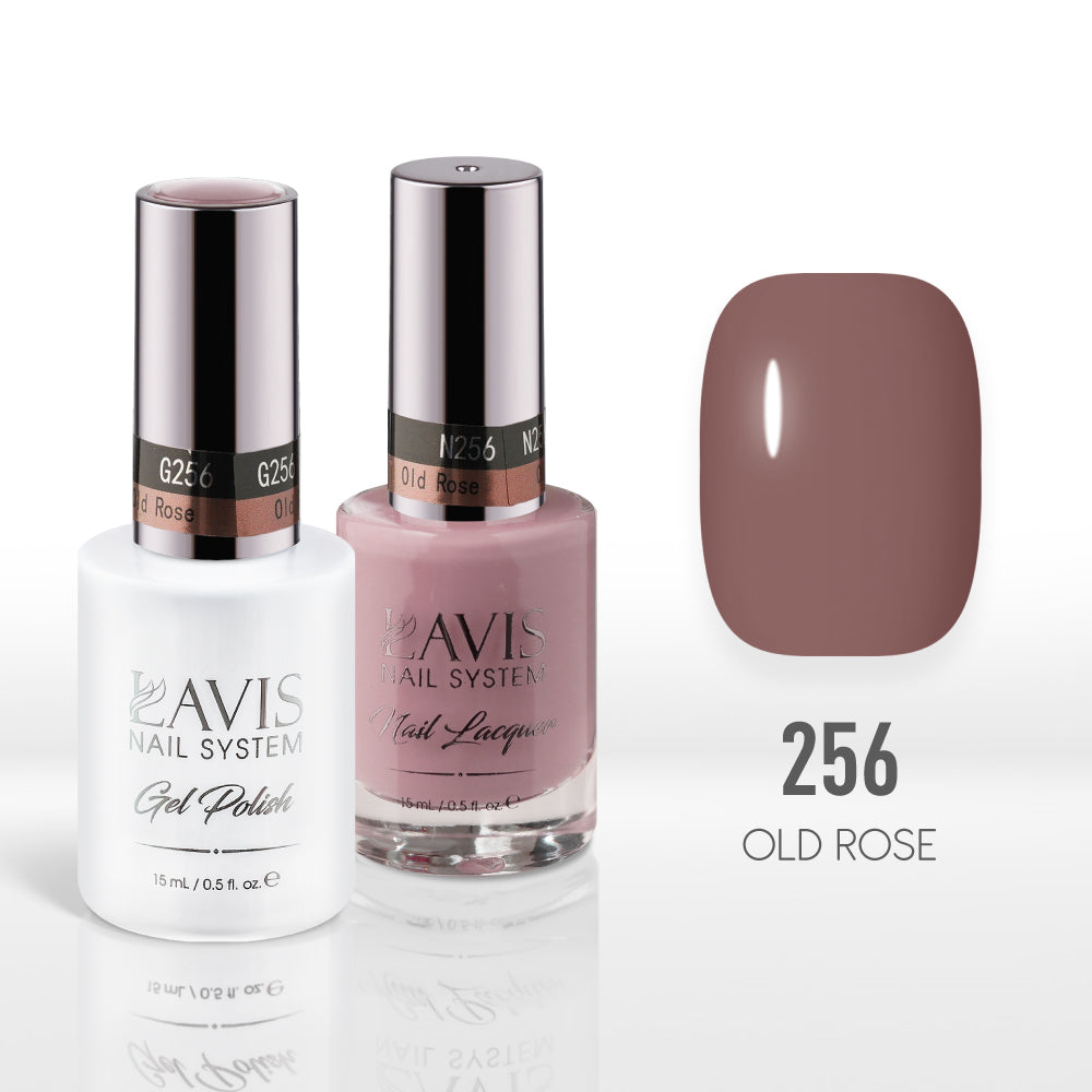 Lavis Gel Nail Polish Duo - 256 Vintage Rose Colors - Old Rose