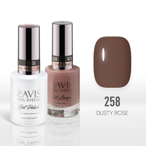 Lavis Gel Nail Polish Duo - 258 Brown Colors - Dusty Rose