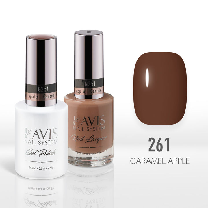 Lavis Gel Nail Polish Duo - 261 Brown Colors - Caramel Apple