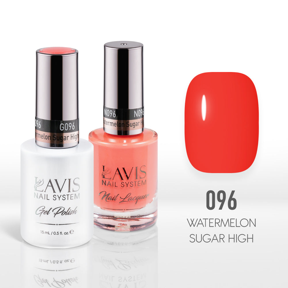 Lavis Gel Nail Polish Duo - 096 Red, Orange Colors - Watermelon Sugar High