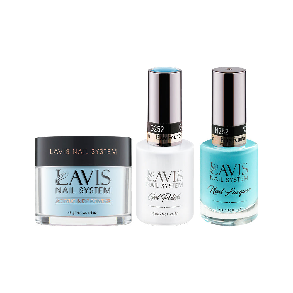 LAVIS 3 in 1 - 252 (Ver 2) Blue Fountain - Acrylic & Dip Powder, Gel & Lacquer