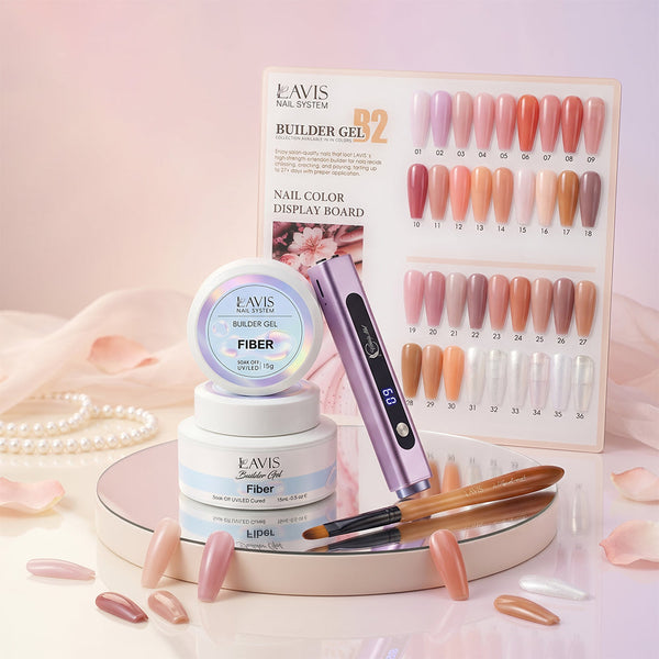 Buy LAVIS Builder Gel In The Bottle - B2, FREE 1 Lavis Fiber Gel + 1 Classy Nail Art 3-in-1 Handheld Nail Lamp with Magnet & Stamper + 1 Round Head Brush