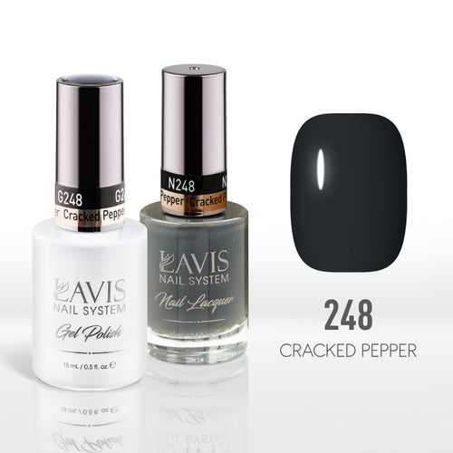 Lavis Gel Nail Polish Duo - 248 (Ver 2) Gray Colors - Cracked Pepper