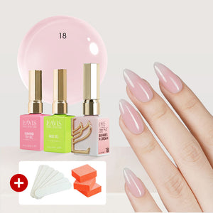 LAVIS Builder Gel in the Bottle Kit 3, FREE 5 MINI FILES + 3 BUFFERS: 18-Berries N Cream, Base, Top - 15ml