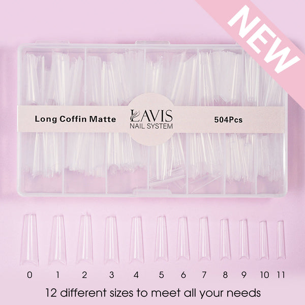  LAVIS - LONG COFFIN MATTE - Clear - 504 Pc by LAVIS NAILS TOOL sold by DTK Nail Supply