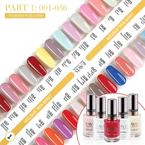 Lavis Gel Polish & Matching Nail Lacquer Duo Part 1: 001-036 (36 Colors)