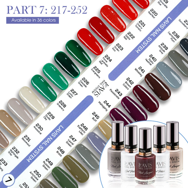 Lavis Gel Polish & Matching Nail Lacquer Duo Part 7: 217-252 (36 Colors)