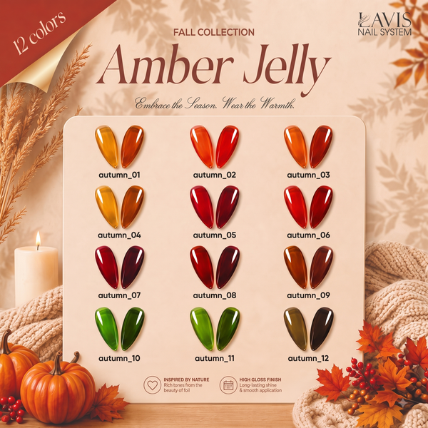 LAVIS Set 12 Colors - Gel Polish 0.5 oz - Amber Jelly Collection