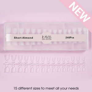  LAVIS - SHORT ALMOND - 240 Pcs by LAVIS NAILS TOOL sold by DTK Nail Supply