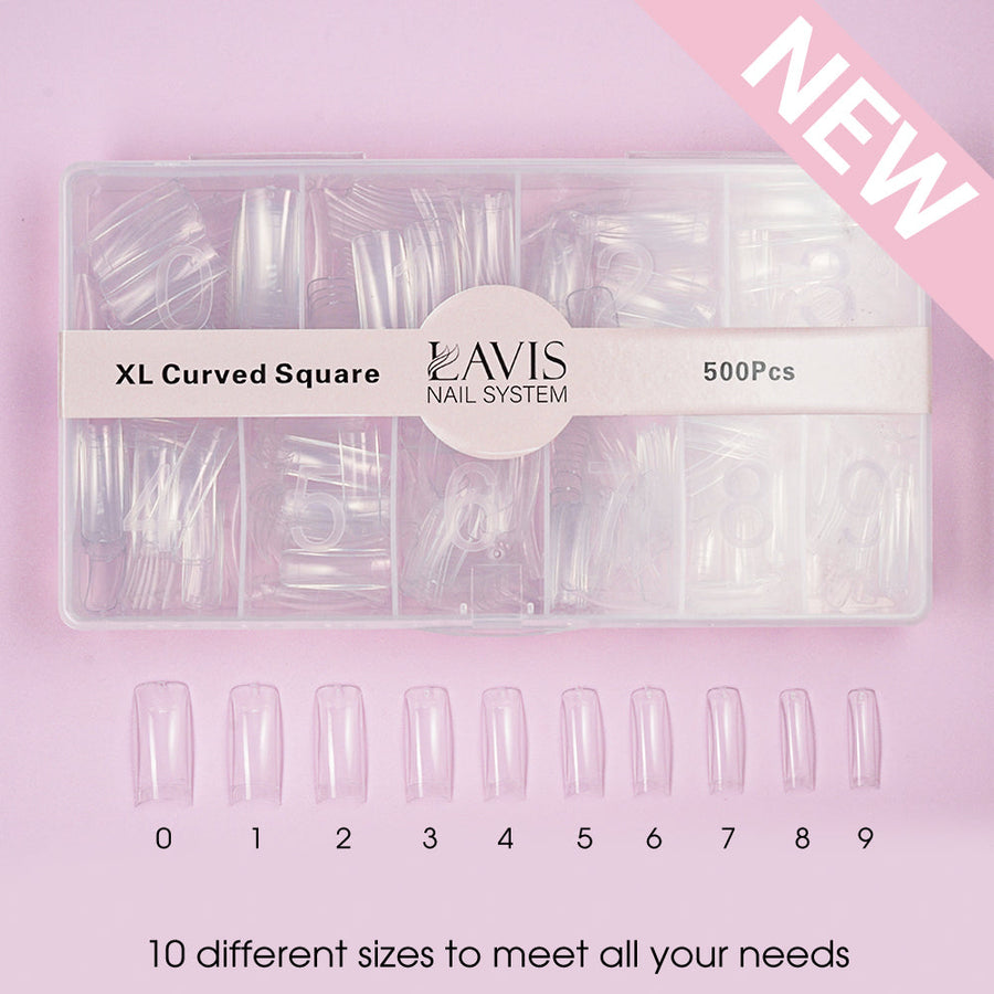  LAVIS - XL CURVED SQUARE - Clear - 500 Pcs by LAVIS NAILS TOOL sold by DTK Nail Supply