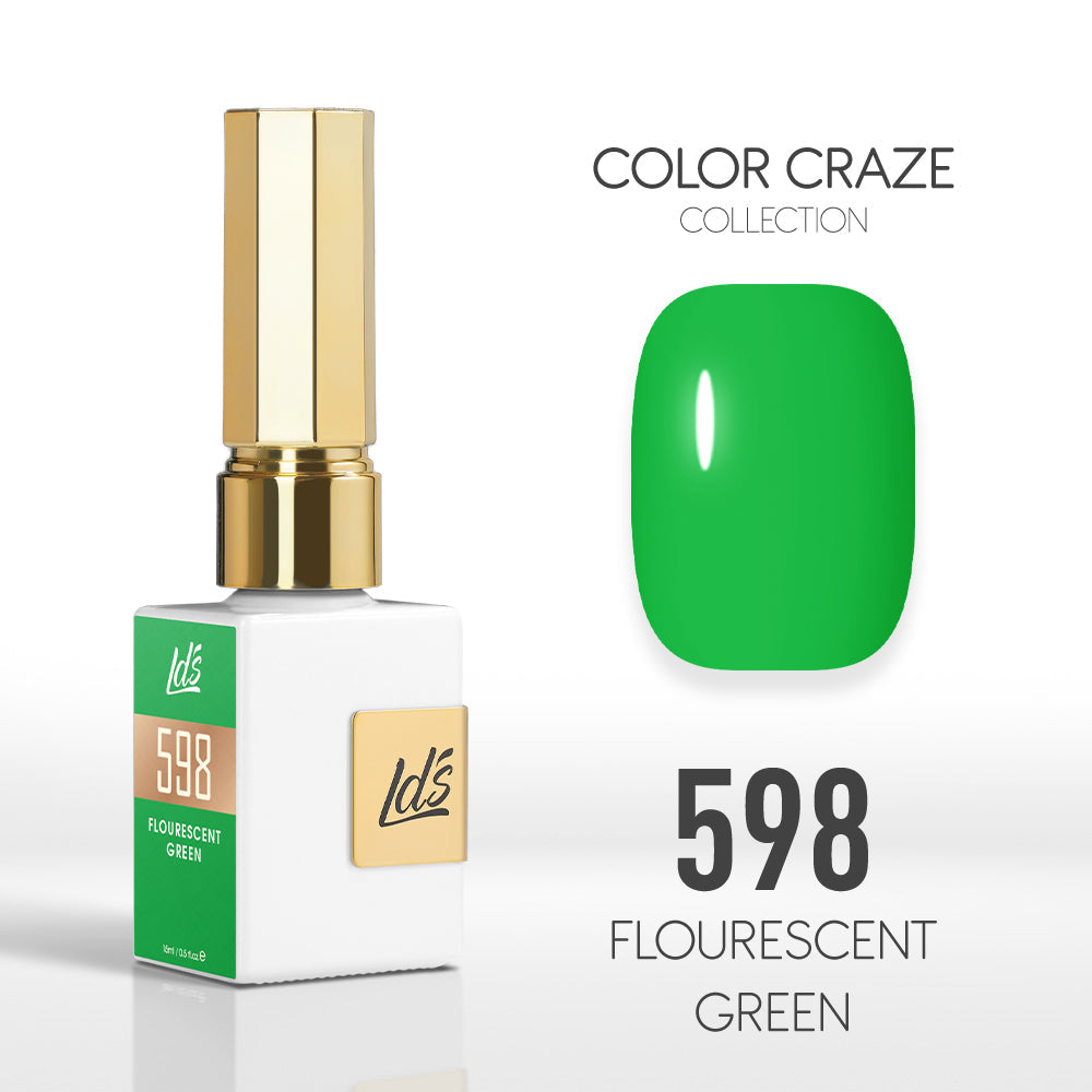  LDS Color Craze Gel Nail Polish - 598 Flourescent Green - 0.5oz by LDS COLOR CRAZE sold by DTK Nail Supply