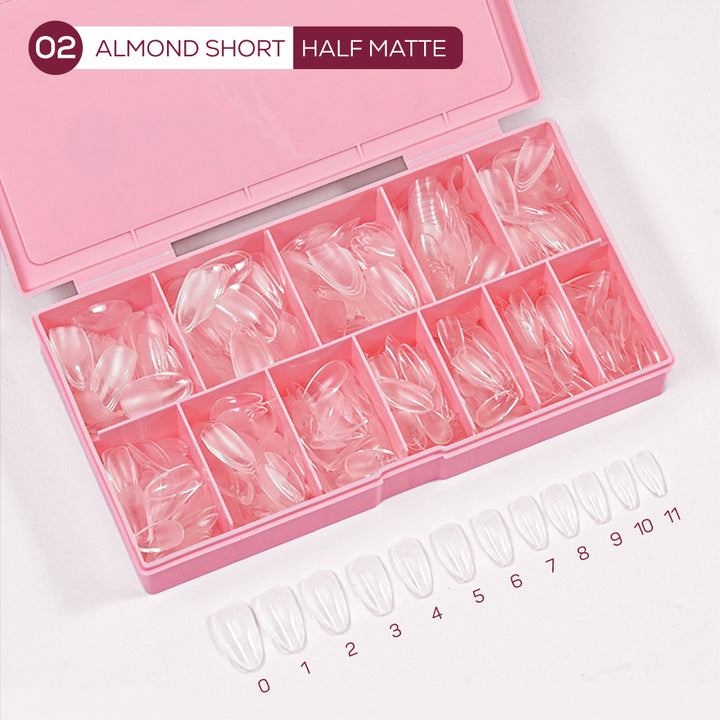 LDS - 02 Almond Short Half Matte Nail Tips (Full Cover)