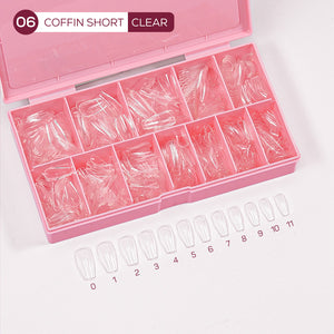 LDS - 06 Coffin Short Clear Nail Tips (Full Cover)