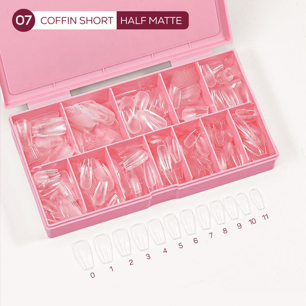 LDS - 07 Coffin Short Half Matte Nail Tips (Full Cover)