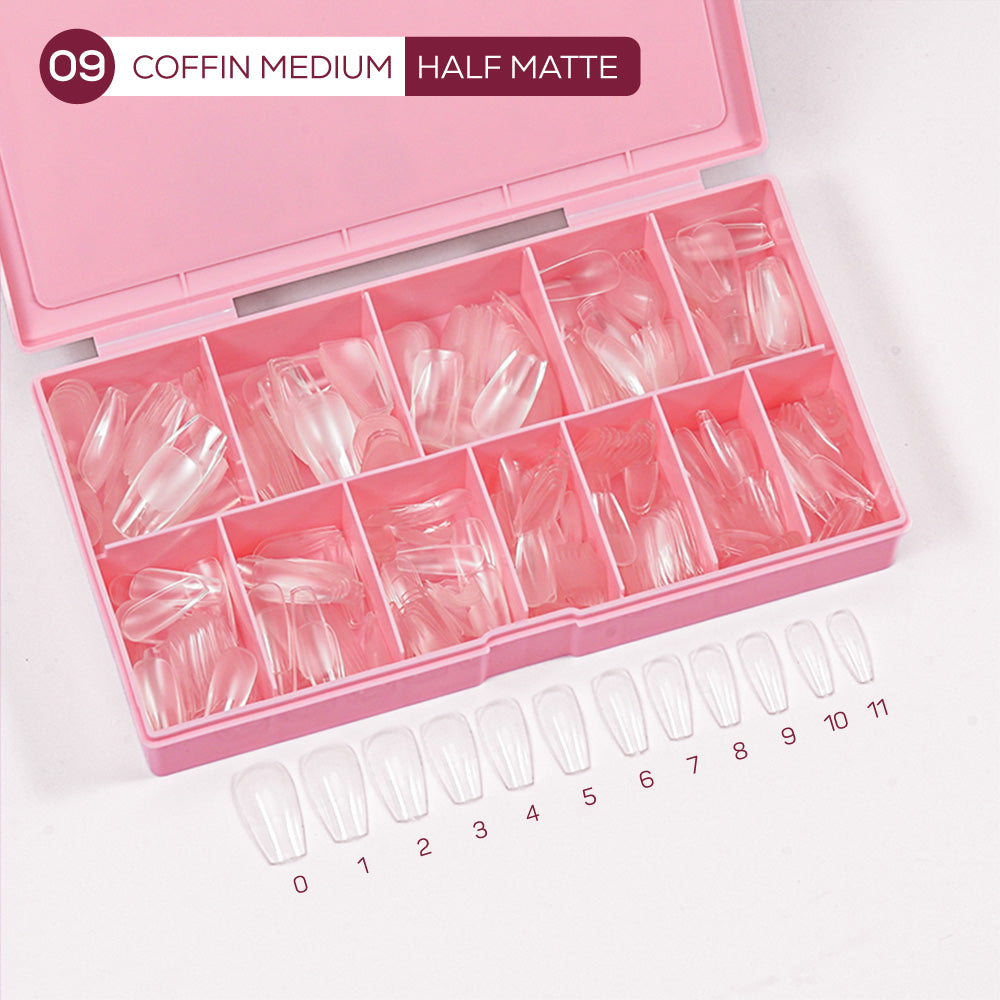 LDS - 09 Coffin Medium Half Matte Nail Tips (Full Cover)