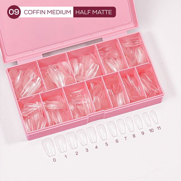 LDS - 09 Coffin Medium Half Matte Nail Tips (Full Cover)