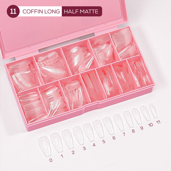 LDS - 11 Coffin Long Half Matte Nail Tips (Full Cover)