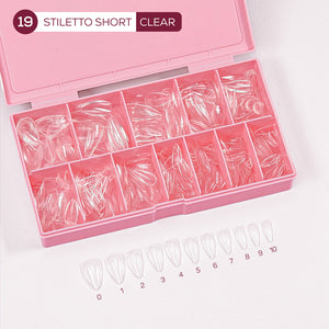 LDS - 19 Stiletto Short Clear Nail Tips (Full Cover)