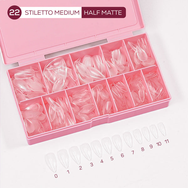 LDS - 22 Stiletto Medium Half Matte Nail Tips (Full Cover)