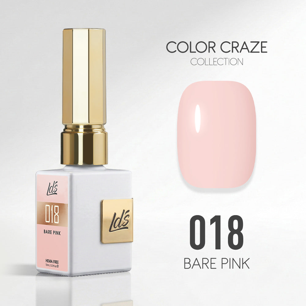 LDS Color Craze Gel Nail Polish - 018 Bare Pink - 0.5oz