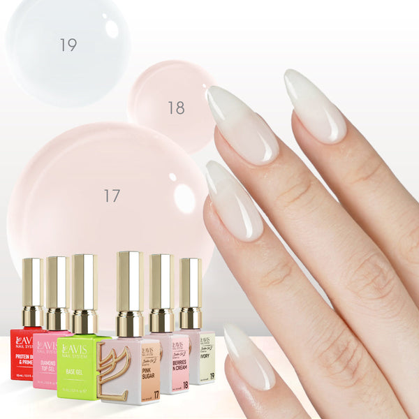 LAVIS Builder Gel in the Bottle Kit 6: 17, 18, 19 Base, Top, Protein Bond & Primer - 15ml